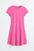 H & M - Jersey Dress With Flared Skirt - Pink