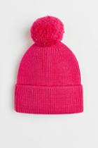H & M - Rib-knit Pompom Hat - Pink