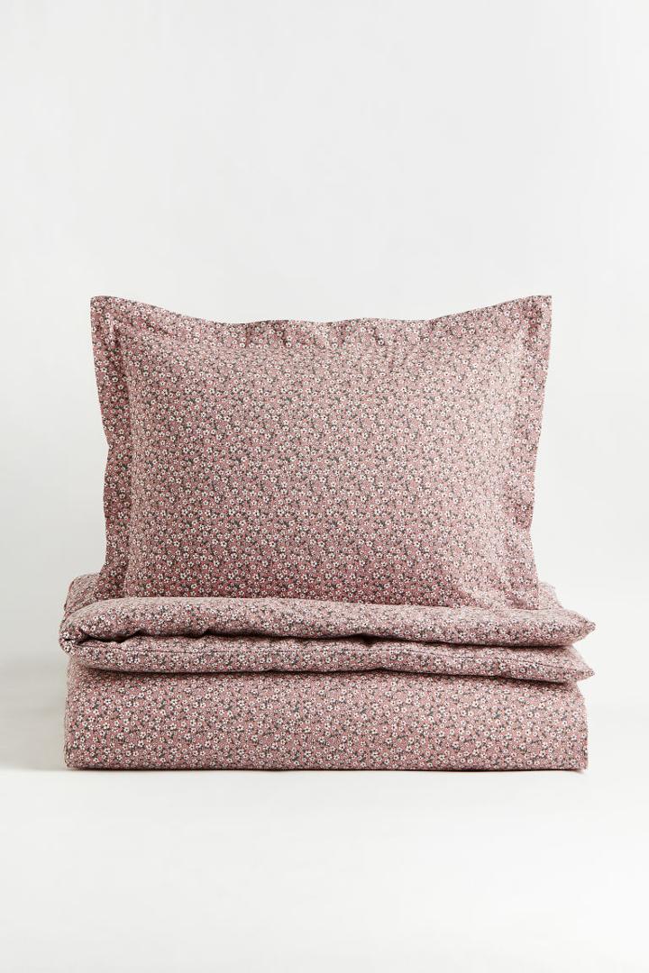H & M - Patterned Twin Duvet Cover Set - Orange