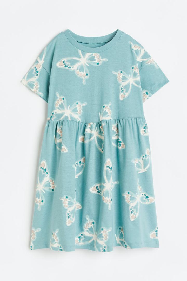 H & M - Printed Jersey Dress - Turquoise