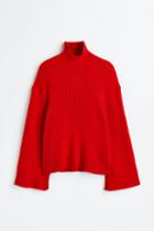 H & M - Oversized Mock-turtleneck Sweater - Red