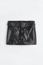 H & M - Belted Mini Skirt - Black