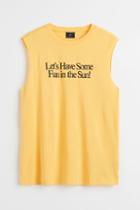 H & M - Relaxed-fit Cotton Sleeveless Shirt - Yellow