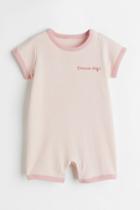 H & M - Short-sleeved Cotton Romper Suit - Pink