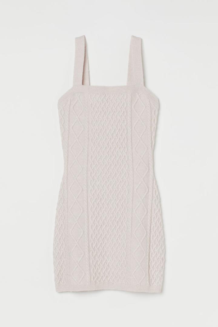 H & M - Cable-knit Dress - Beige