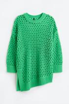H & M - H & M+ Asymmetric Hole-knit Jumper - Green