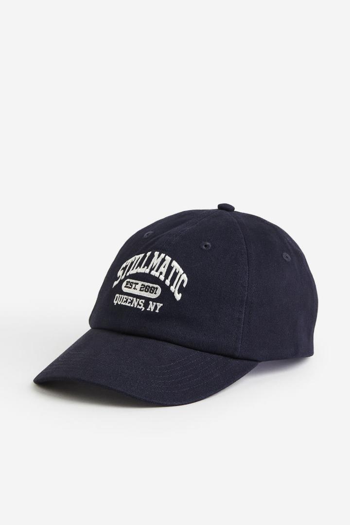 H & M - Embroidered-motif Cotton Cap - Blue