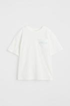 H & M - Oversized Chest-pocket T-shirt - White