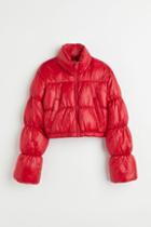 H & M - Crop Puffer Jacket - Red