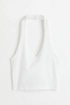 H & M - Halterneck V-neck Top - White