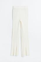 H & M - Flared Slit-hem Leggings - White