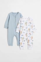 H & M - 2-pack Jumpsuits With Zip - Blue