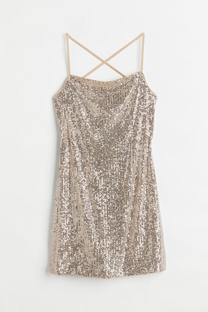 H & M - Sequined Bodycon Dress - Gray