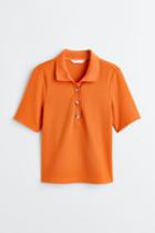 H & M - Top With Collar - Orange