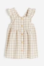 H & M - Ruffle-trimmed Cotton Dress - Beige