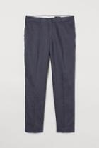 H & M - Slim Fit Linen Suit Pants - Blue