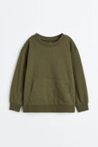 H & M - Jersey Shirt With Kangaroo Pocket - Green