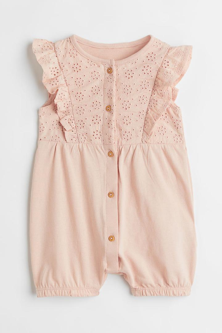 H & M - Flounce-trimmed Romper Suit - Orange