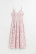 H & M - Lace V-neck Dress - Pink