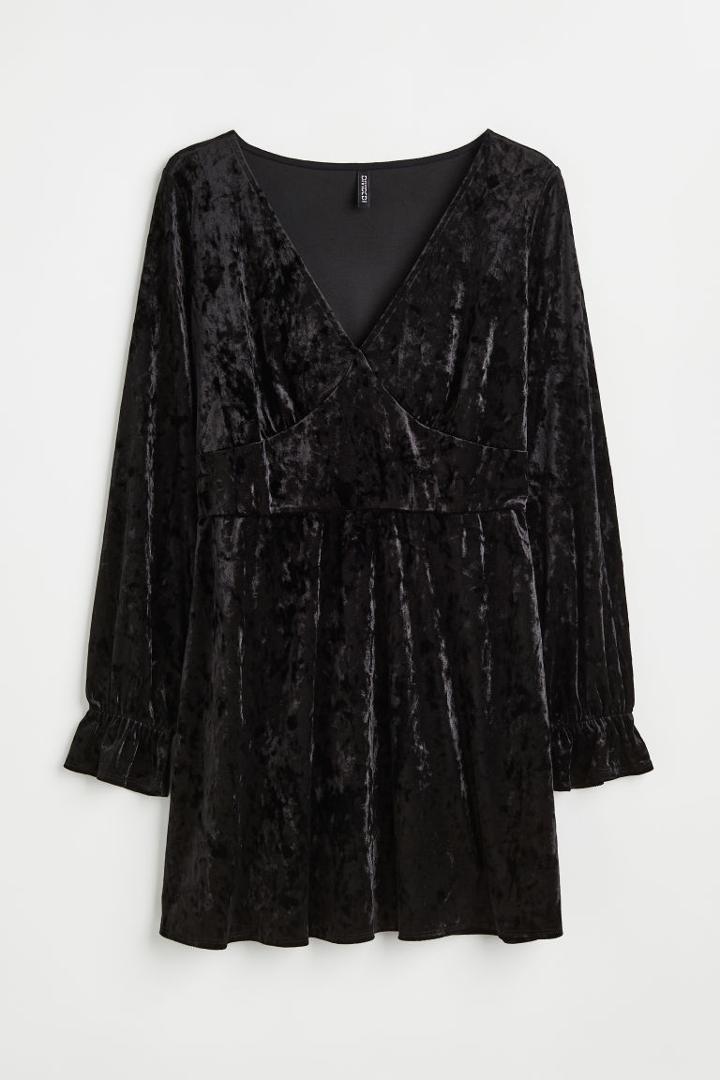 H & M - H & M+ Crushed Velour Dress - Black