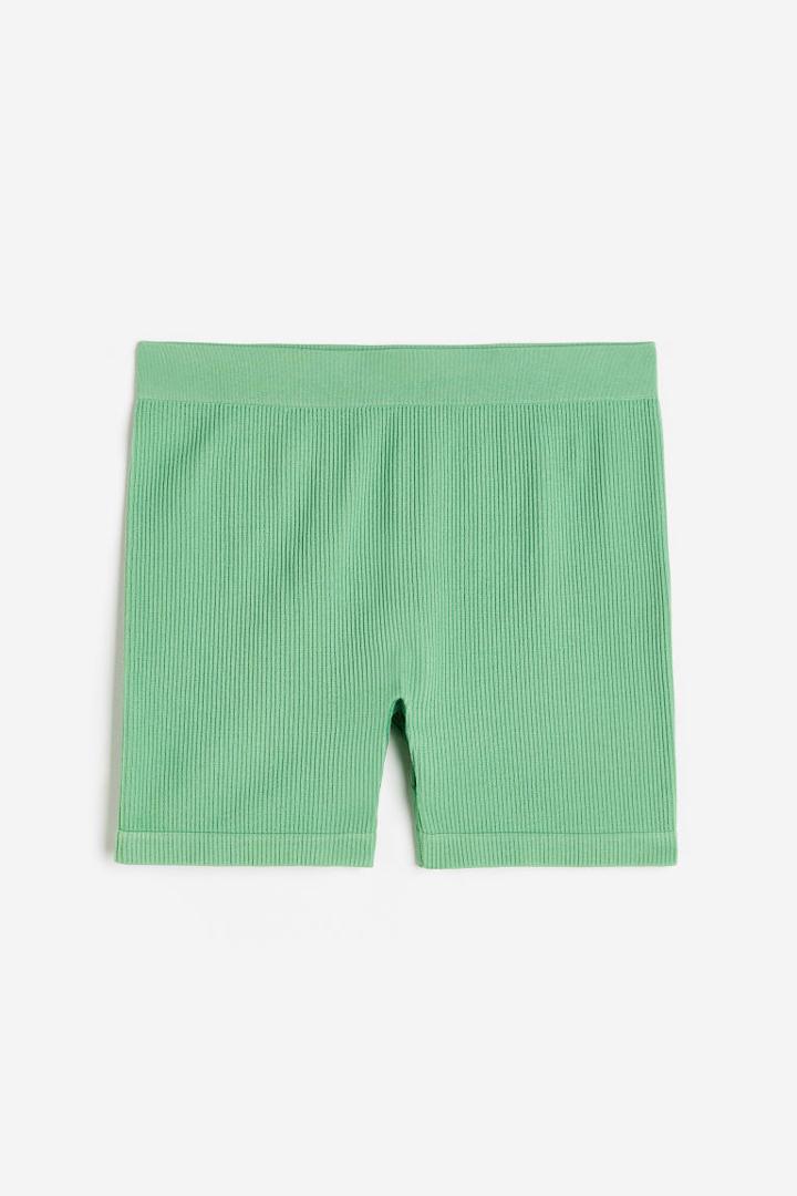 H & M - Ribbed Seamless Bike Shorts - Green