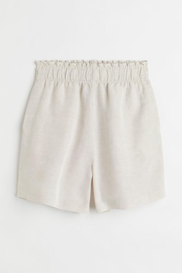 H & M - Linen-blend Pull-on Shorts - Beige