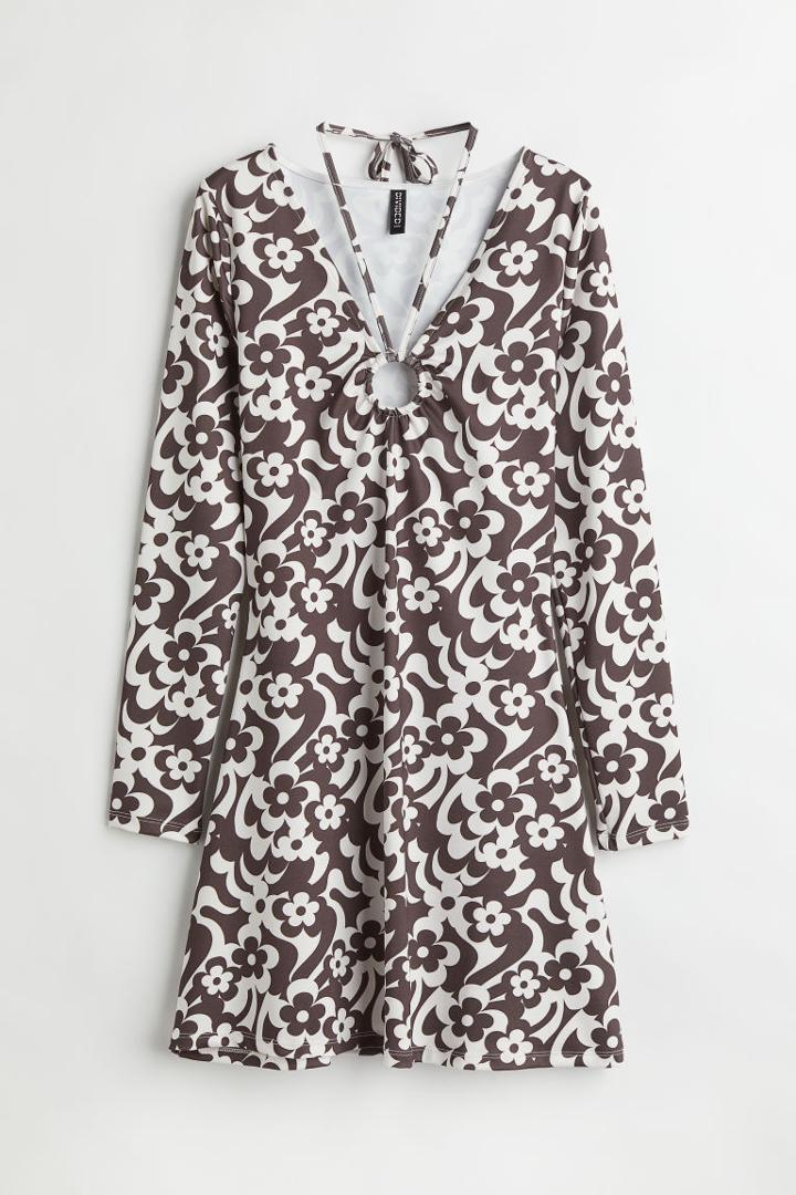 H & M - V-neck Dress - Beige