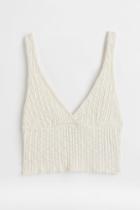 H & M - Rib-knit Crop Top - White