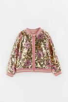 H & M - Sequined Bomber Jacket - Orange