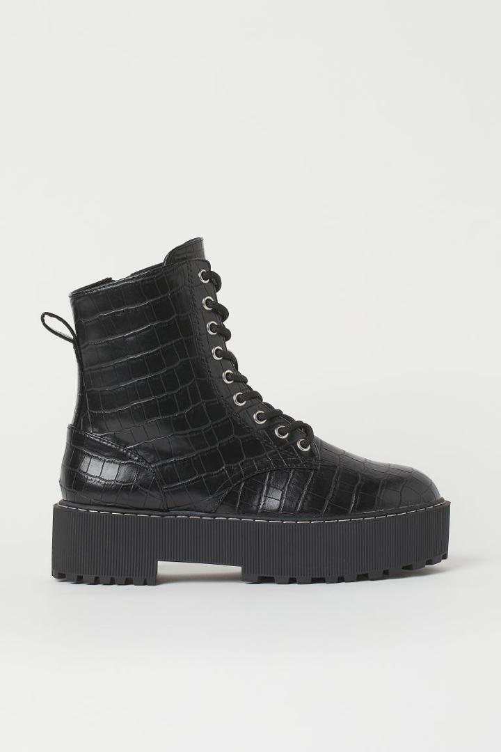 H & M - Chunky Combat Boots - Black