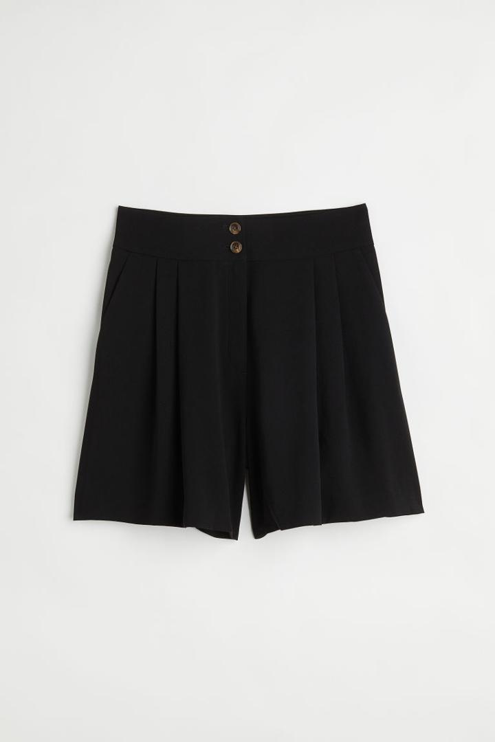 H & M - Wide-leg Shorts - Black