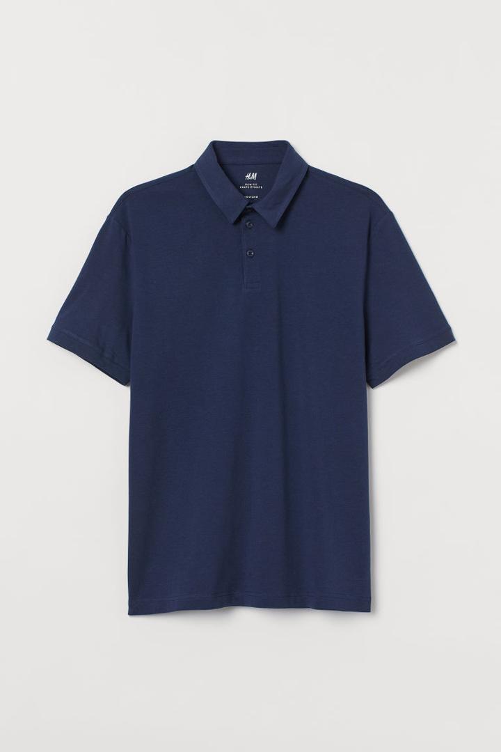H & M - Slim Fit Polo Shirt - Blue