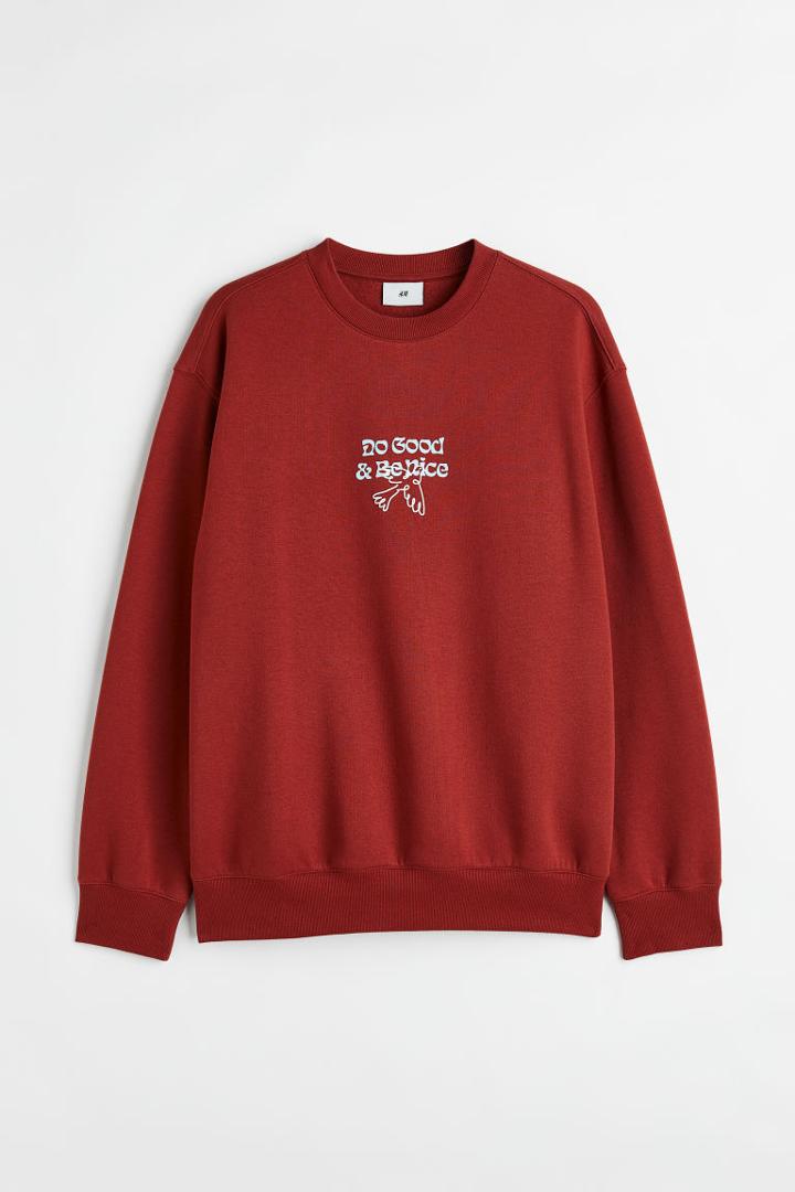 H & M - Relaxed Fit Sweatshirt - Red