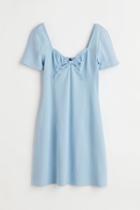 H & M - Tie-detail Ribbed Dress - Blue