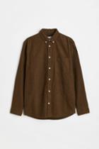 H & M - Regular Fit Corduroy Shirt - Green