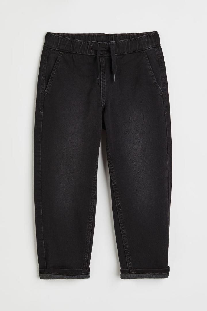 H & M - Lined Denim Joggers - Black