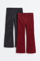 H & M - 2-pack Flared Pull-on Corduroy Pants - Gray