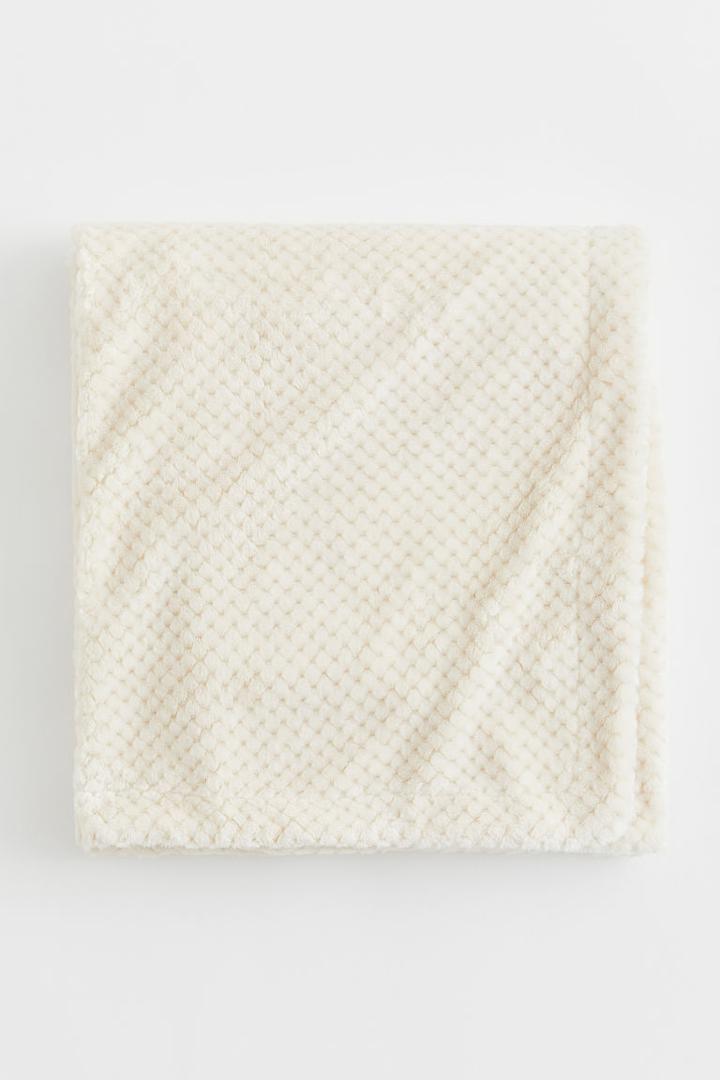 H & M - Fleece Throw - White