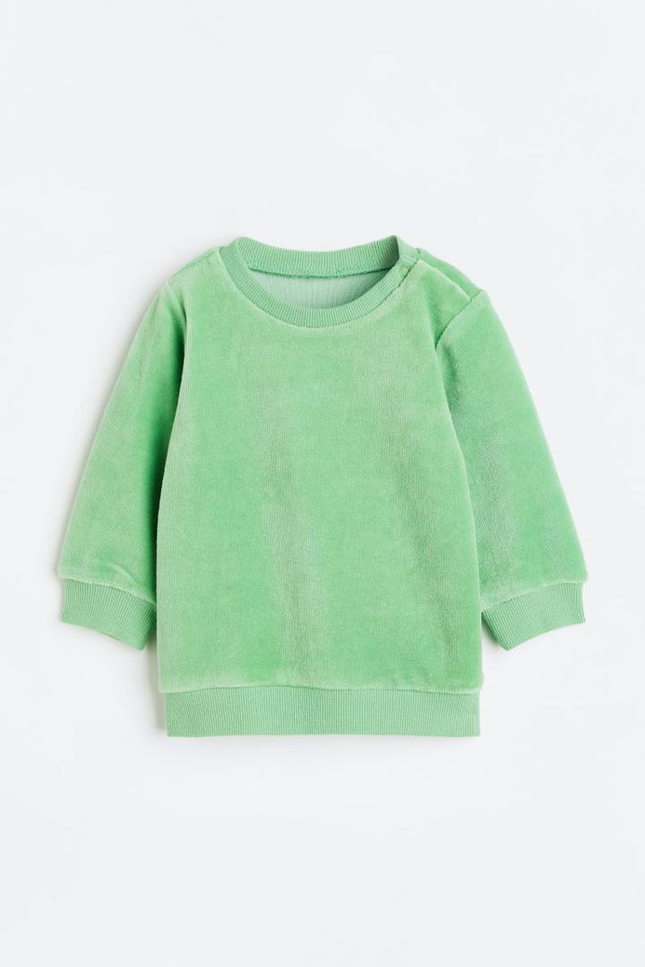 H & M - Velour Sweatshirt - Green