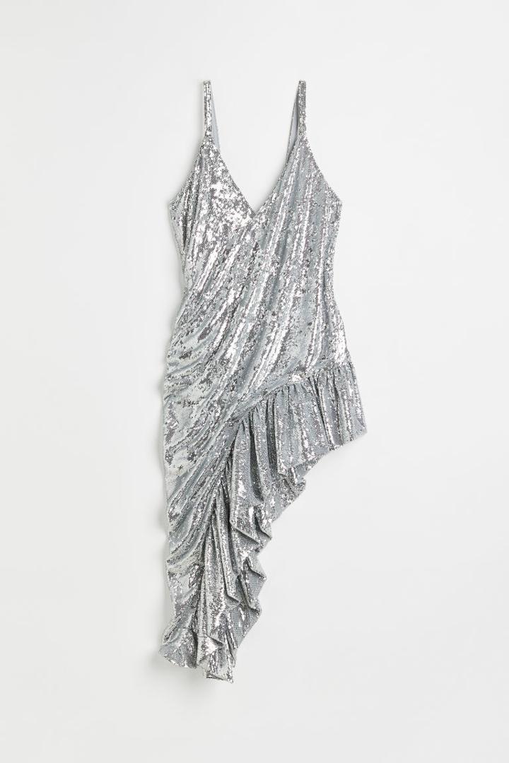 H & M - Asymmetric Sequined Dress - Gray