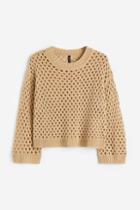 H & M - H & M+ Hole-knit Sweater - Beige