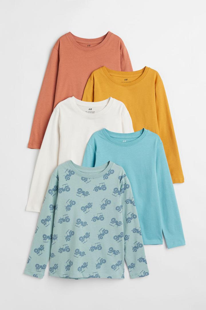 H & M - 5-pack Jersey Shirts - Turquoise