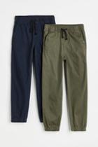 H & M - 2-pack Twill Joggers - Green