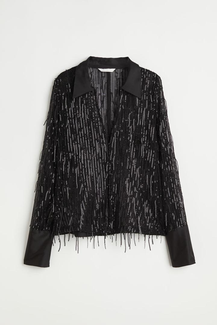 H & M - Sequined Shirt - Black