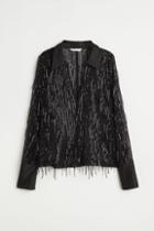 H & M - Sequined Shirt - Black
