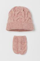H & M - Wool-blend Cable-knit Set - Orange
