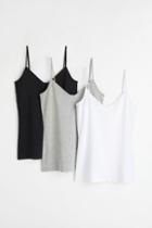 H & M - 3-pack V-neck Camisole Tops - Black