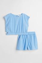 H & M - 2-piece Top And Shorts Set - Blue