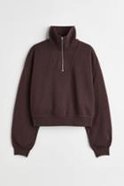 H & M - Half-zip Sweatshirt - Brown