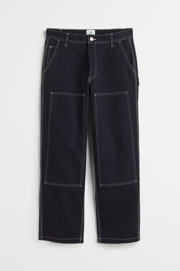 H & M - Relaxed Fit Twill Pants - Blue